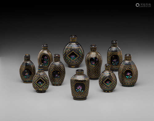 19th/early 20th century Ten lac burgauté snuff bottles