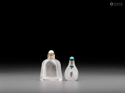 19th century Two rock crystal snuff bottles