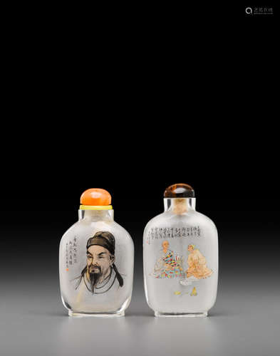 Zhang Guangzhong (b. 1945) and Li Kechang (b. 1942), both dated 1976 Two inside-painted glass snuff bottles