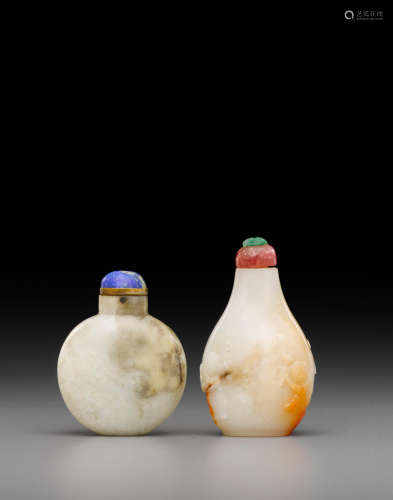 19th century Two jade snuff bottles