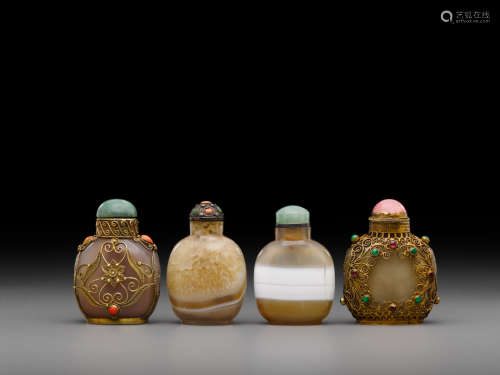 Late 18th/19th century Four agate snuff bottles