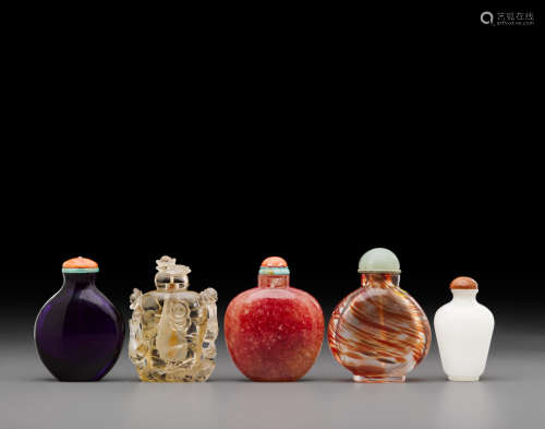 19th century and later A group of five snuff bottles