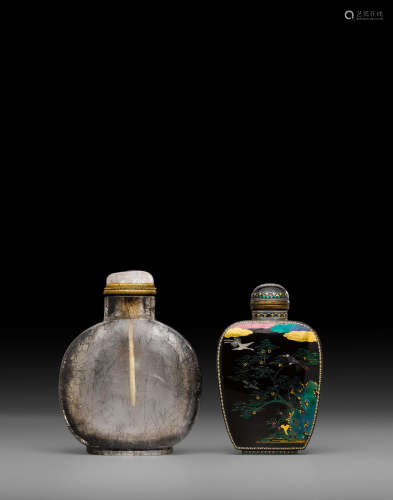 19th/early 20th century, lac burgauté bottle: Japan Two snuff bottles