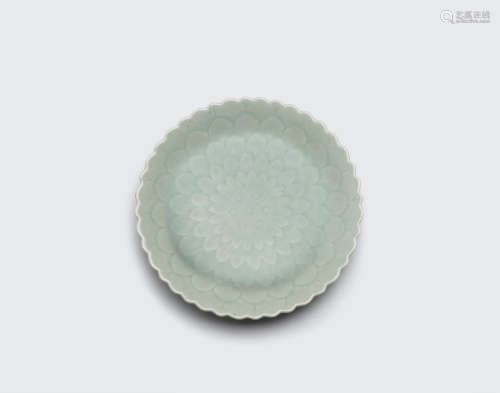Qianlong six-character mark and of the period Celadon glazed lotus dish