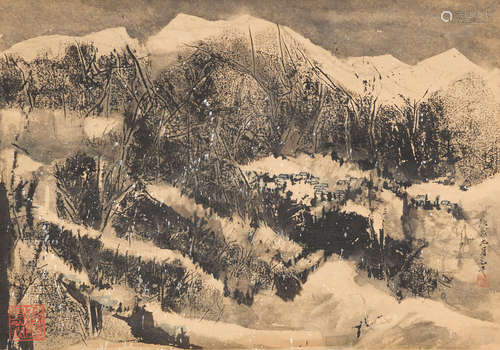 Mountain and Village in Winter, 1970 Wang Jiqian (1907-2003)