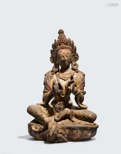 Nepal, 17th/18th century A polychromed wood figure of Tara