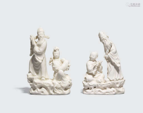 18th century Two Dehua figural groups of Daoist immortals