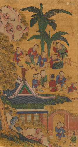 Late Joseon dynasty, 19th century A group of four panels from a multi-panel Baekjado screen