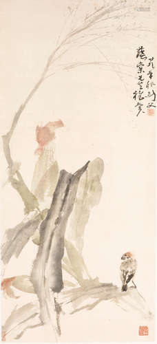 Sparrow on Maize Stalk, 1940 Gao Jianfu (1879-1951)