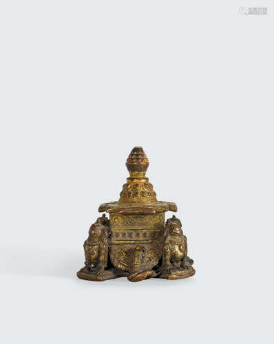 Nepal, 16th/17th century A gilt copper Yantra