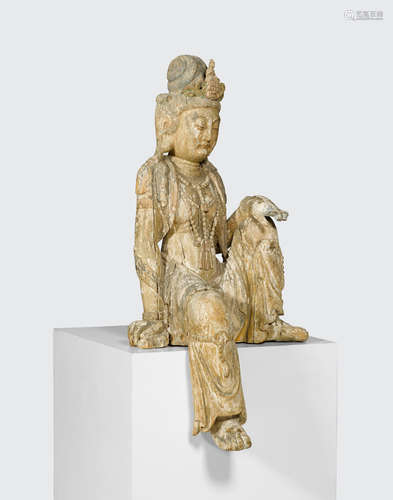 Ming dynasty A polychromed wood figure of a Water-Moon Guanyin