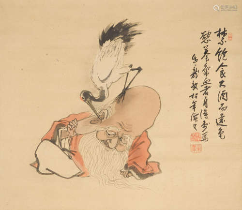 Jurojin and Crane Suzuki Shonen (1849-1918)