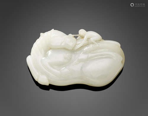 Qing dynasty A white jade belt buckle