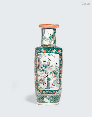 Late Qing dynasty A Famille Verte enameled vase