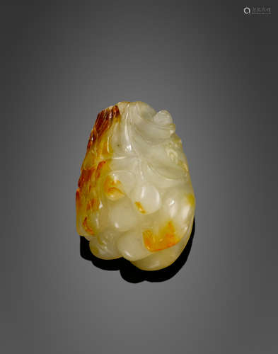 Qing dynasty A white jade squirrel and grape toggle