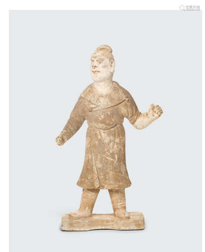 Tang dynasty A PAINTED GRAY POTTERY FIGURE OF A FOREIGN GROOM
