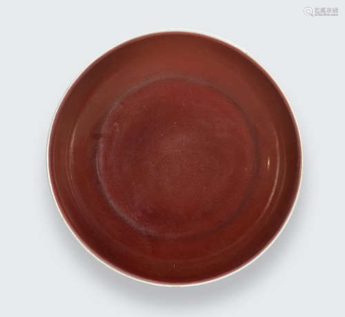 Qianlong six-character mark and of the period A copper red glazed deep dish