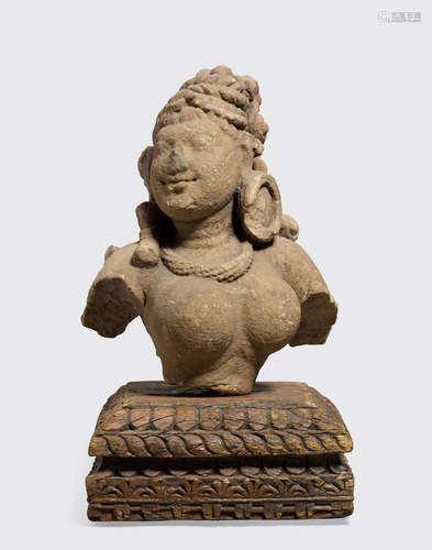 North India, Post-Gupta period, circa 7th century A sandstone bust of a goddess