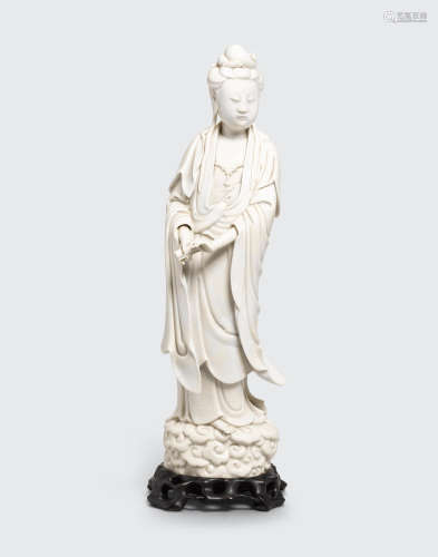 Bo zhi yu ren mark, 19th century A Dehua standing figure of Guanyin