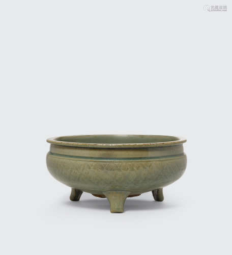 Ming Dynasty A large Longquan tripod incense burner
