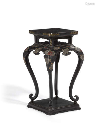 Meiji era A large black lacquered and painted stand