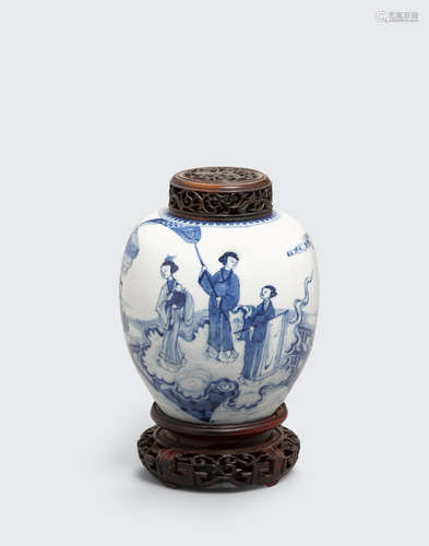 Kangxi period A blue and white ovoid jar