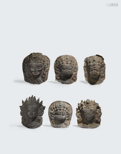 Nepal, 19th century or earlier A group of six navadurga masks