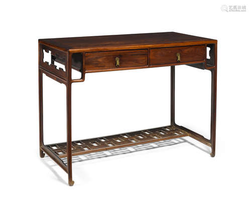 Late Qing/Republic Period A rare zitan two-drawer desk