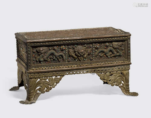 Nepal, 19th/20th century A gem-set copper repoussé altar