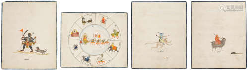 North India, 19th century Four Illustrations from an Astrology Series