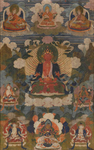 Tibet, 19th century A thangka of Amitayus