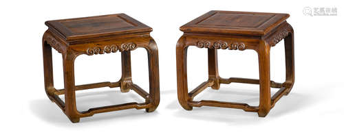 19th century A pair of hongmu stools, fangdeng