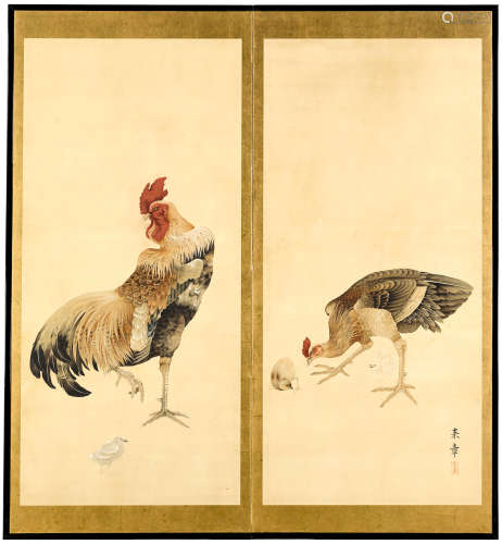Rooster, Hen and Chicks Raisho (Active circa 1920-1925)