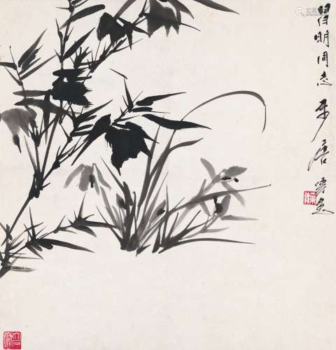 唐云（1910～1993） 兰竹图 镜片 水墨纸本