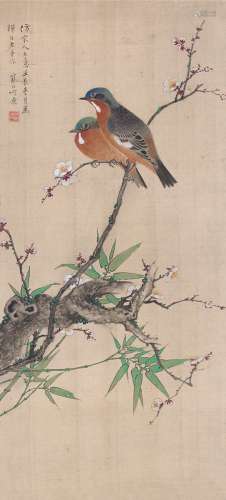 江寒汀（1904～1963） 1952年作 仿古花鸟图 镜片 设色绢本