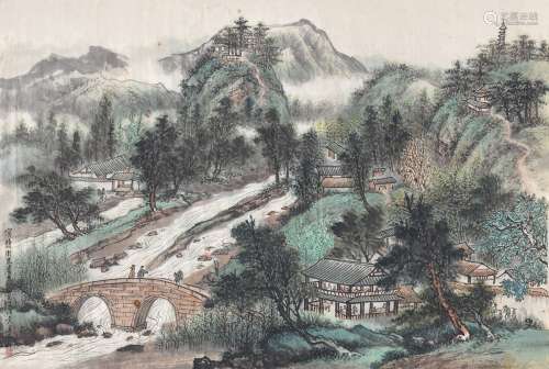 吴一峯（1907～1998） 龙光台风景 画心 设色纸本