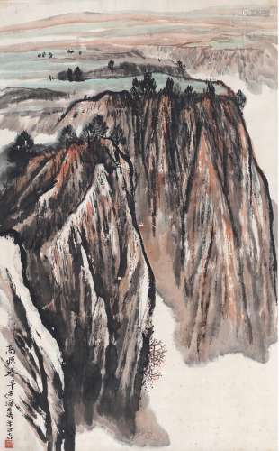 何海霞（1908～1998） 高塬春早图 立轴 设色纸本