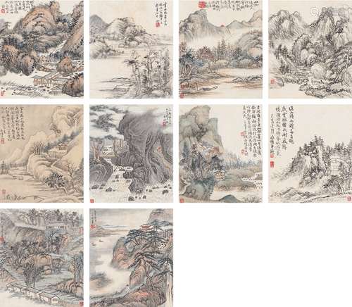 顾永惍（1914～1947） 1935年作 山水册 （十页） 册页 设色纸本 水墨纸本