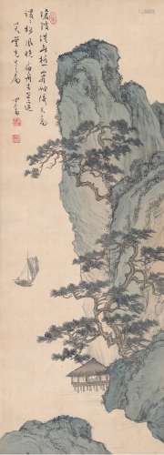 溥儒（1896～1963） 岩岫沧波图 立轴 设色绢本