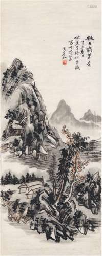 黄宾虹（1865～1955） 1931年作 湖山林屋图 画心 设色纸本