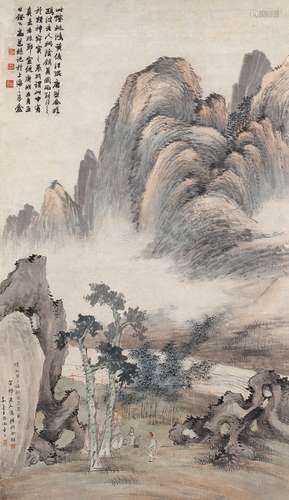 高邕 汪琨 钱慧安 杨伯润（1850～1921）等八家 1910年作 桐阴销夏图 镜片 设色纸本