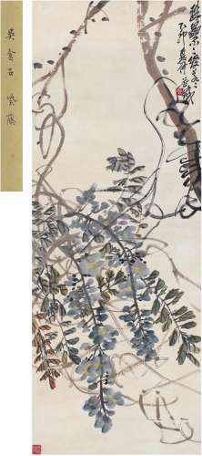 吴昌硕（1844～1927） 1915年作 紫藤图 立轴 设色纸本