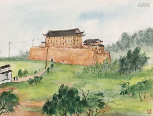 关良（1900～1986） 长安城 纸本 水彩