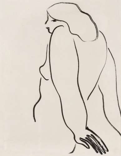 常玉（1900～1966） 1920-1930年代作 慵懒的裸女 纸本 水墨