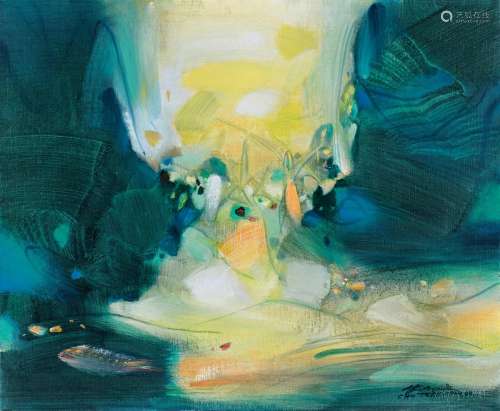 朱德群（1920～2014） 1990年作 黄色空间 布面 油画
