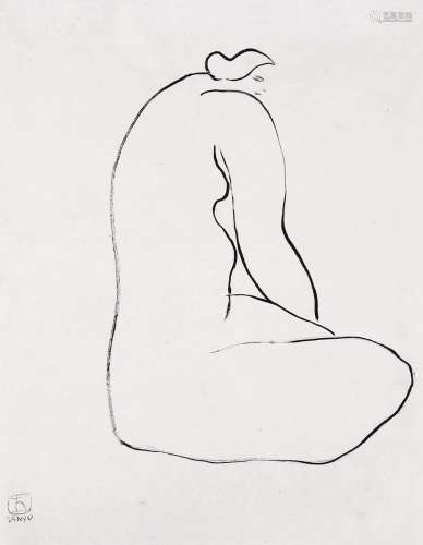 常玉（1900～1966） 坐姿裸女 纸本 水墨