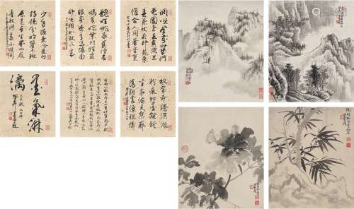 谢稚柳（1910～1997） 书画合璧 （十帧） 镜片 水墨纸本·洒金纸本