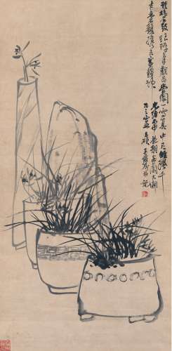 吴昌硕（1844～1927） 1896年作 幽兰图 立轴 水墨纸本