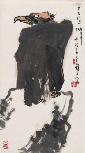 潘天寿（1897～1971） 1963年作 灵鹫盘石图 立轴 设色纸本