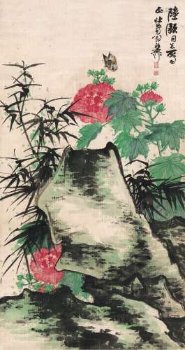 谢稚柳（1910～1997） 蝶恋花 立轴 设色纸本